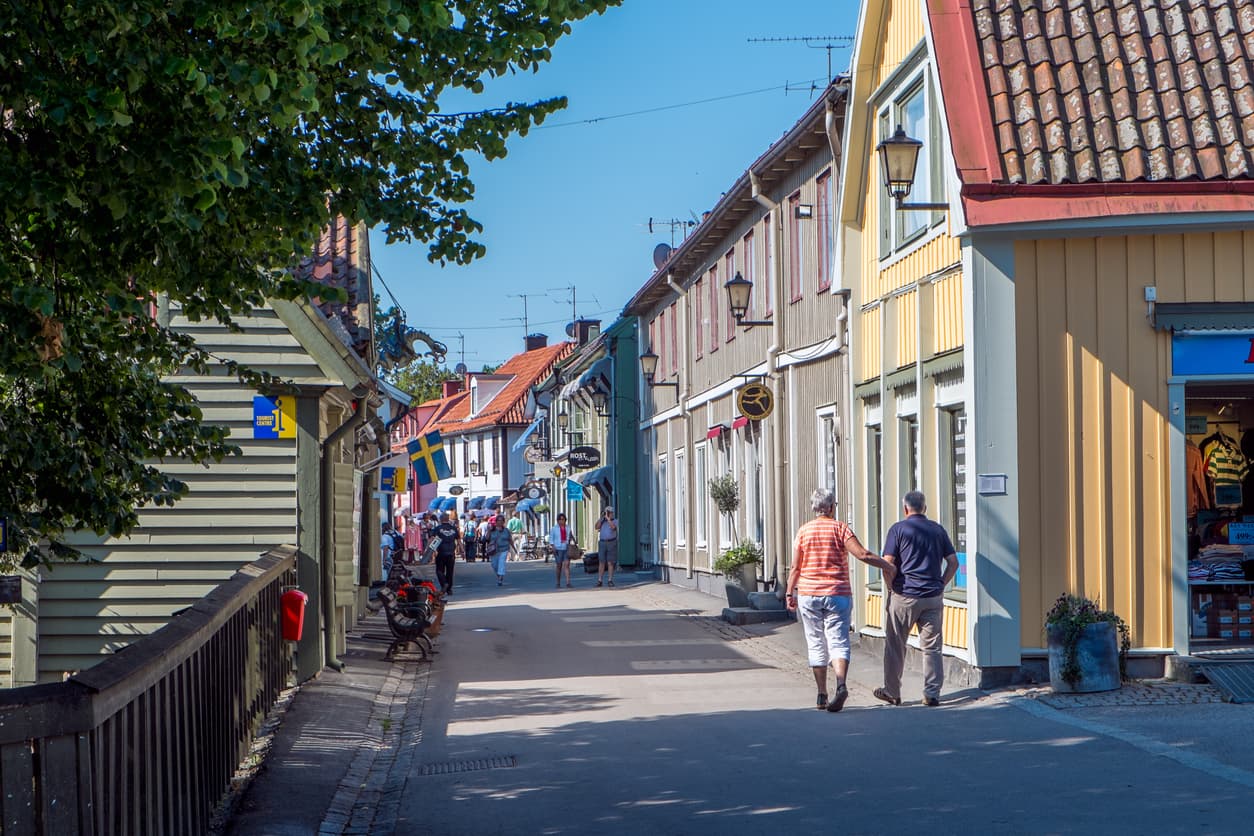 Sigtuna main street with people Hero